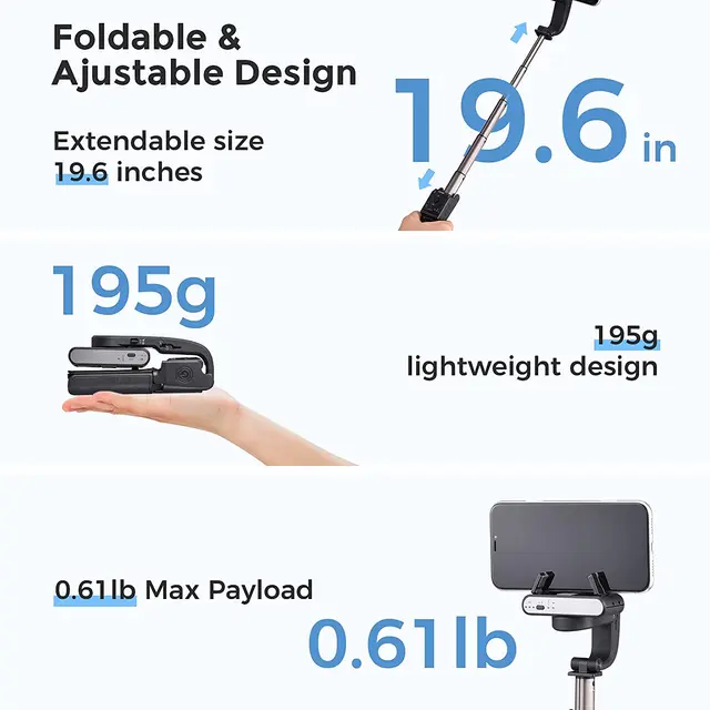 Hohem iSteady Q Handheld Gimbal Stabilizer Phone Selfie Stick Extension Rod Adjustable Tripod with Remote Control for Smartphone 4