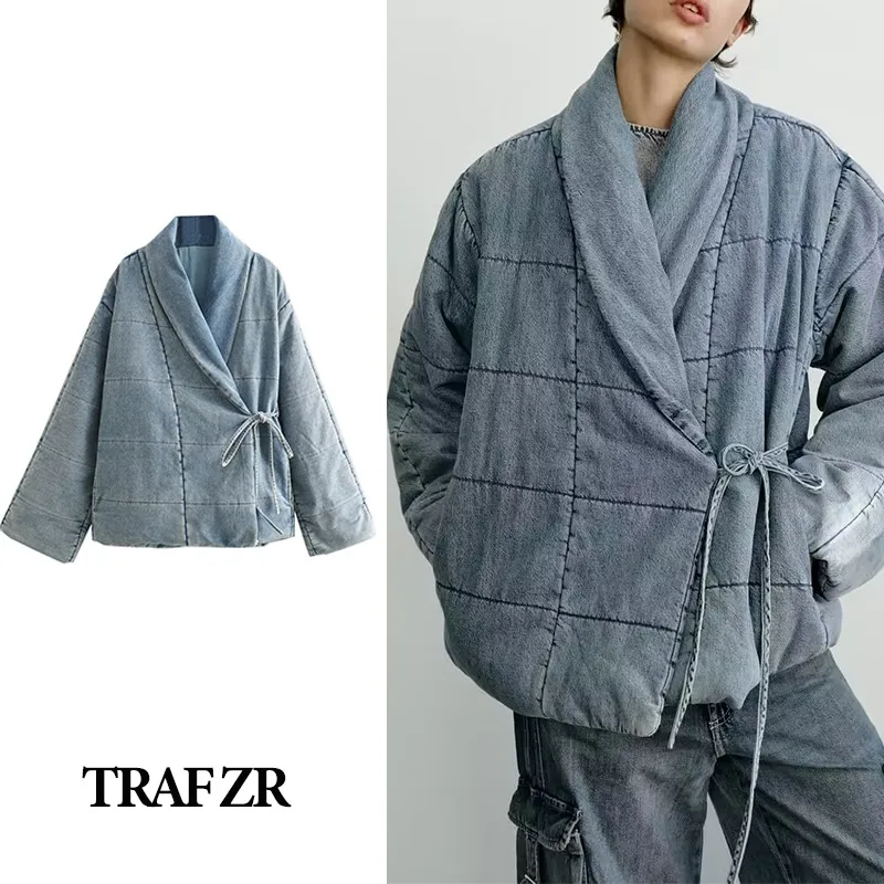 

Парка женская зимняя из денима, с подкладкой, Y2k