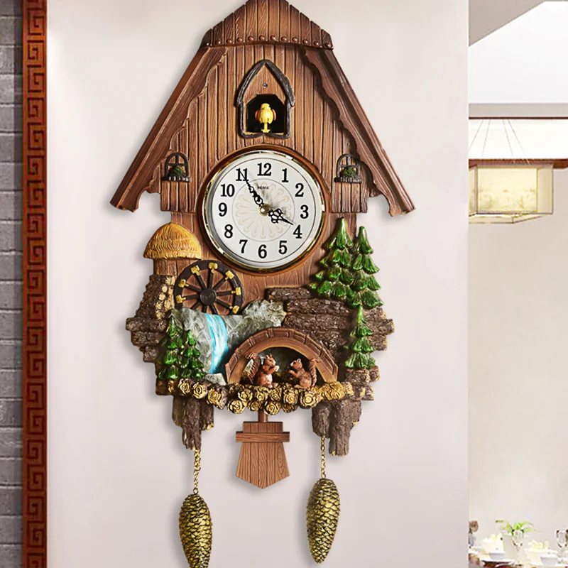 

Extra Large Tree Wall Clock Design Luxury Free Shipping Animal Watch Wall Art Retro Reloj De Pared Wall Decor With Bird Sound