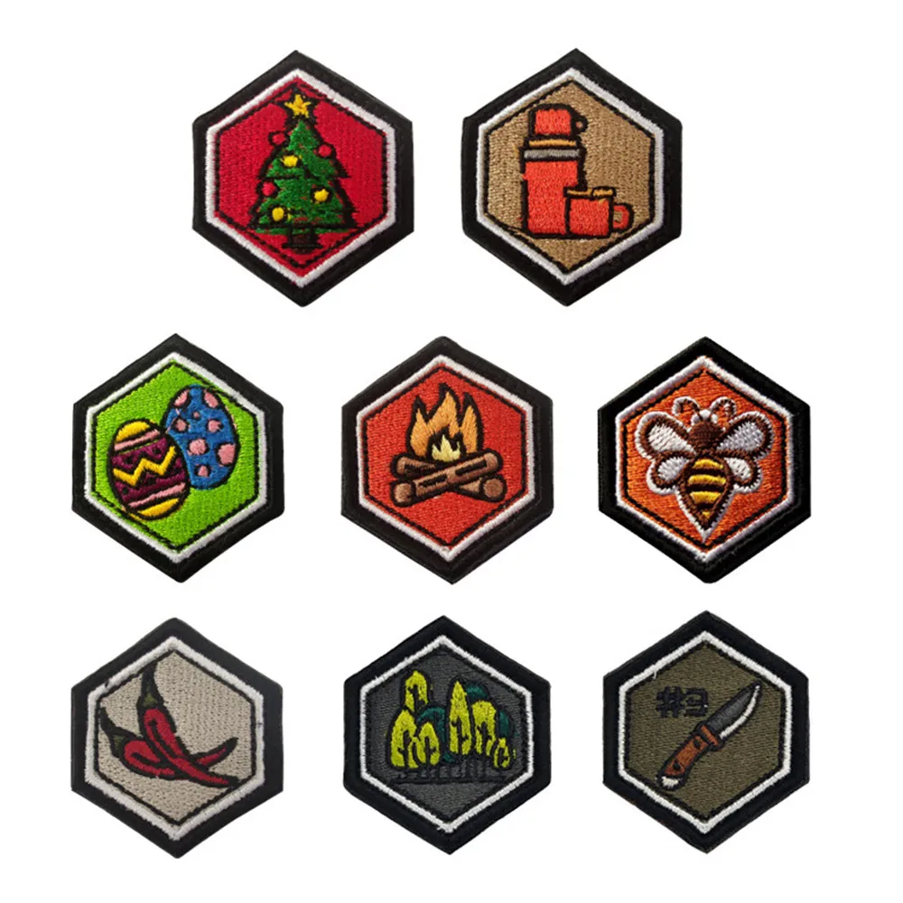 

Вышивка «шестигранный лес», патч, искусственная кожа, крючок и петля, уличная сумка с декоративными аксессуарами для одежды, наклейки