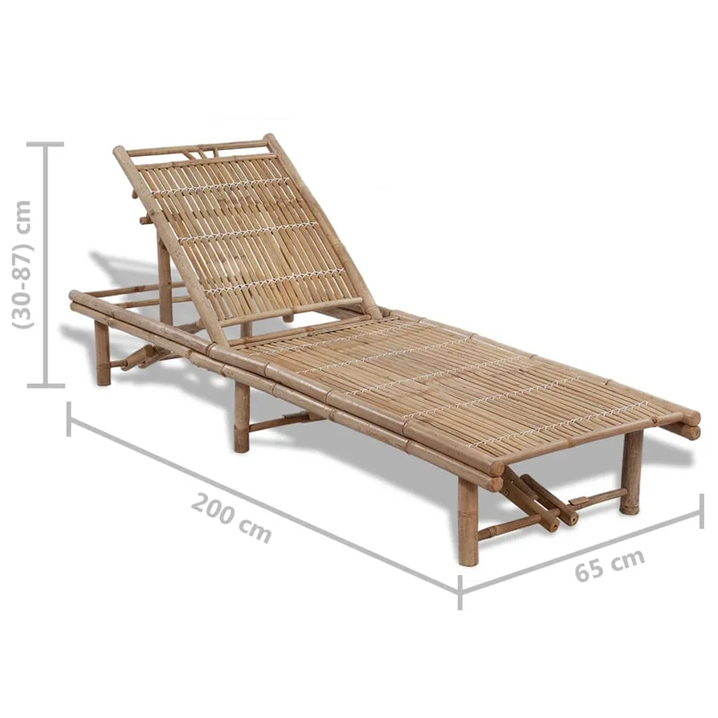 

Outdoor Patio Garden Sun Lounger Lounge Chairs for Pool Outside Deck Bamboo