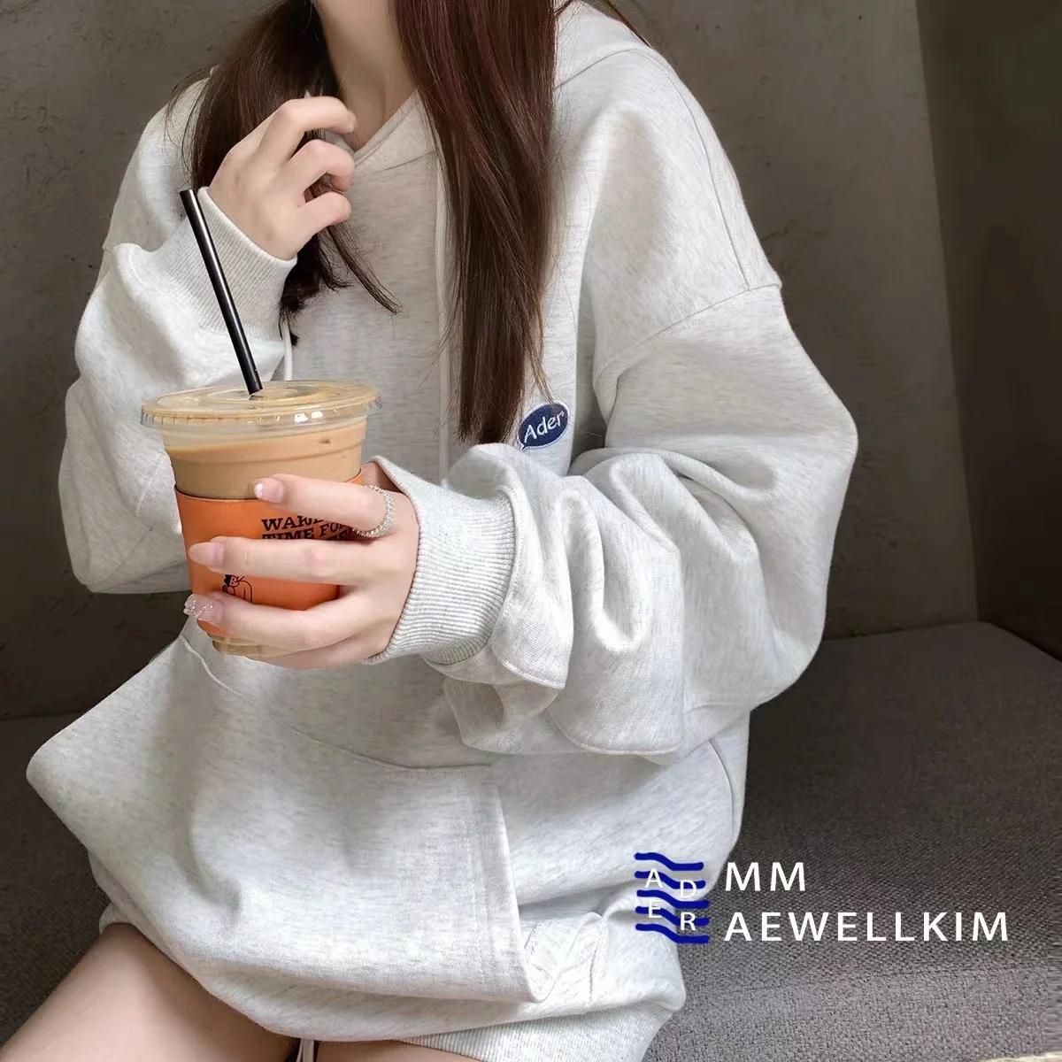 Ader error Spring and Autumn Korean Edition Design Men and Women Cartoon Character Embroidery Couple Loose Hooded Sweatshirt