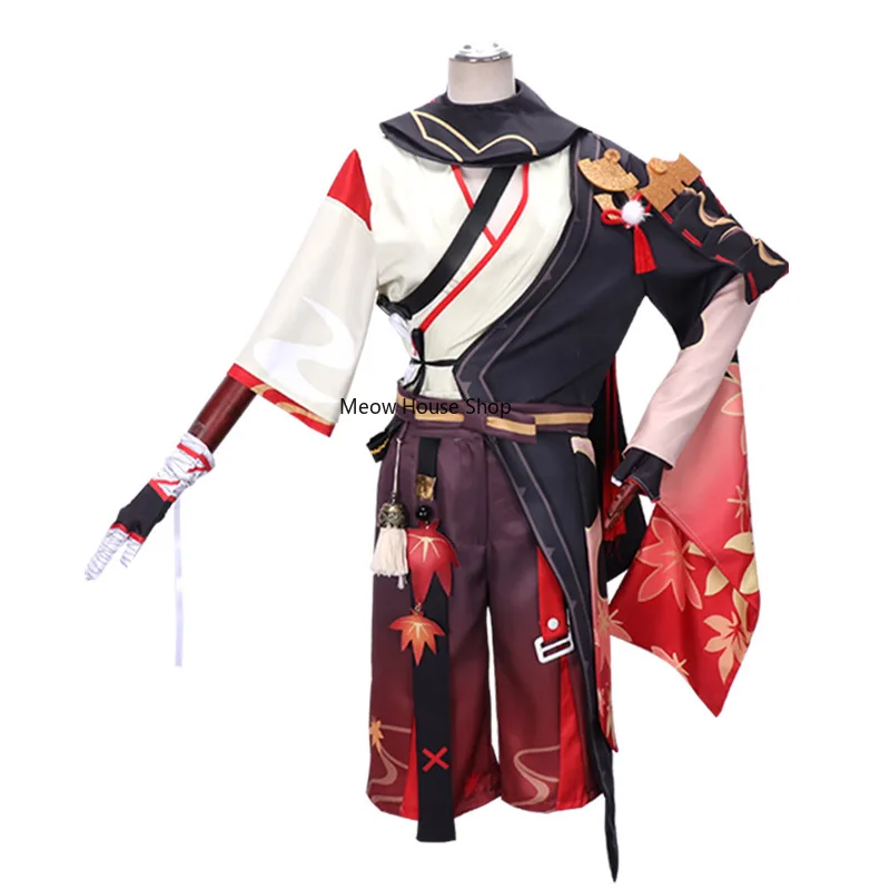 

Kaedehara Kazuhi Genshin Impact Cosplay Costume Halloween Carnival Faux Wig Red Glasses cosplay genshin
