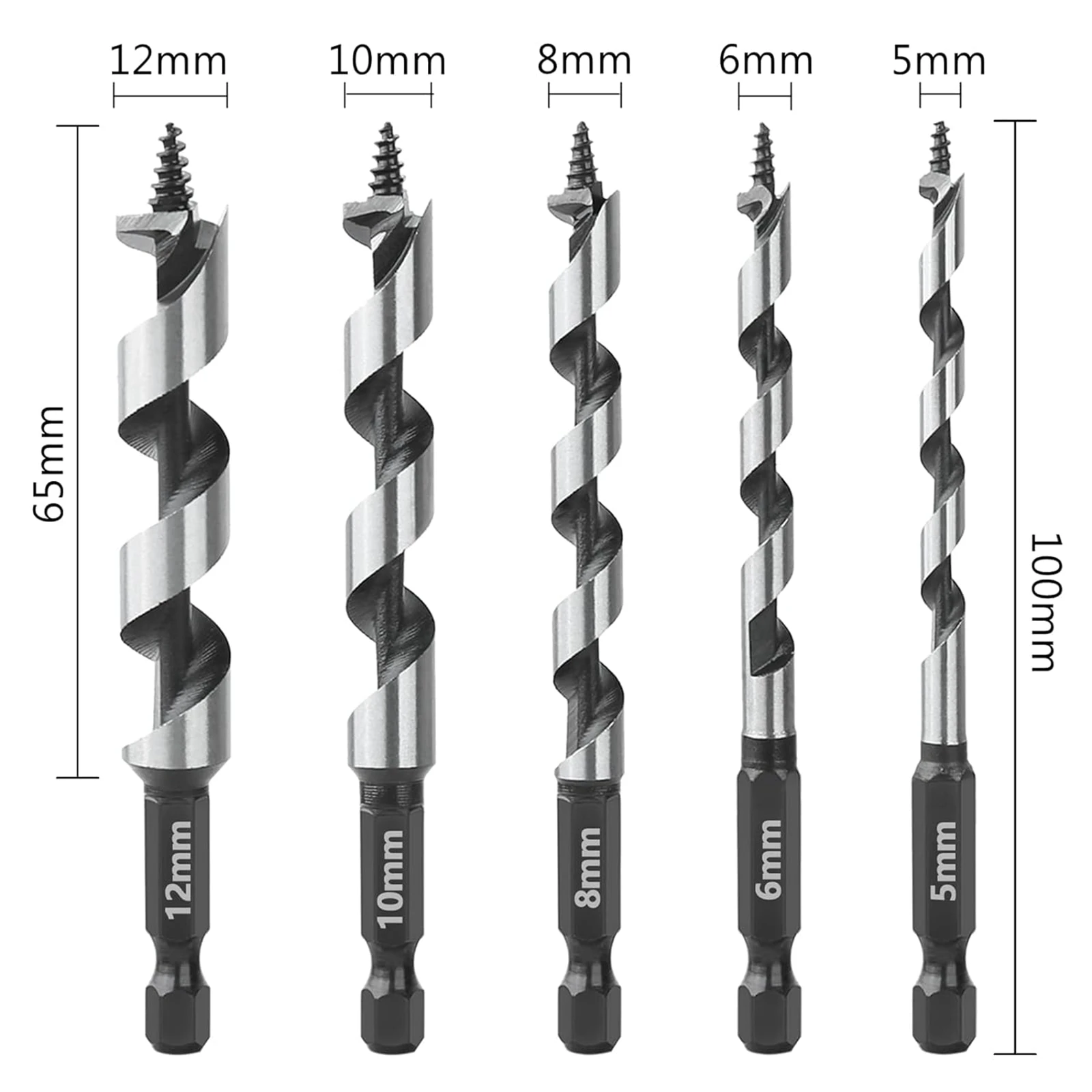 

Vearter 5 шт. 5/6/8/10/12 мм 6,35 мм шестигранный хвостовик для деревообработки корабль шнековые сверла HCS быстрая смена для мягкой и твердой дрели по дереву инструмент