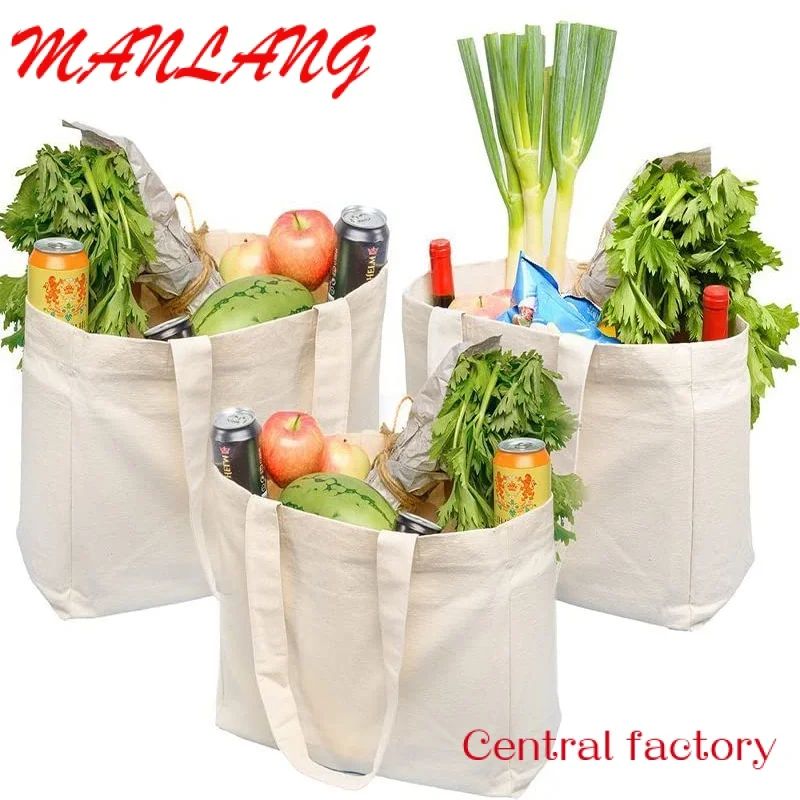 Хлопчатобумажные холщовые сумки-тоут с индивидуальным принтом для покупок