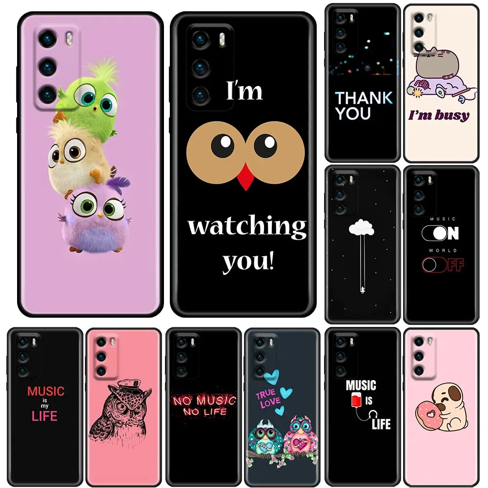 

Baby Cute Owl Lover Cartoon Candy Phone Case for Huawei P10 P20 P30 P40 Lite P50 Pro Plus P Smart Z Case Soft Silicone Cover