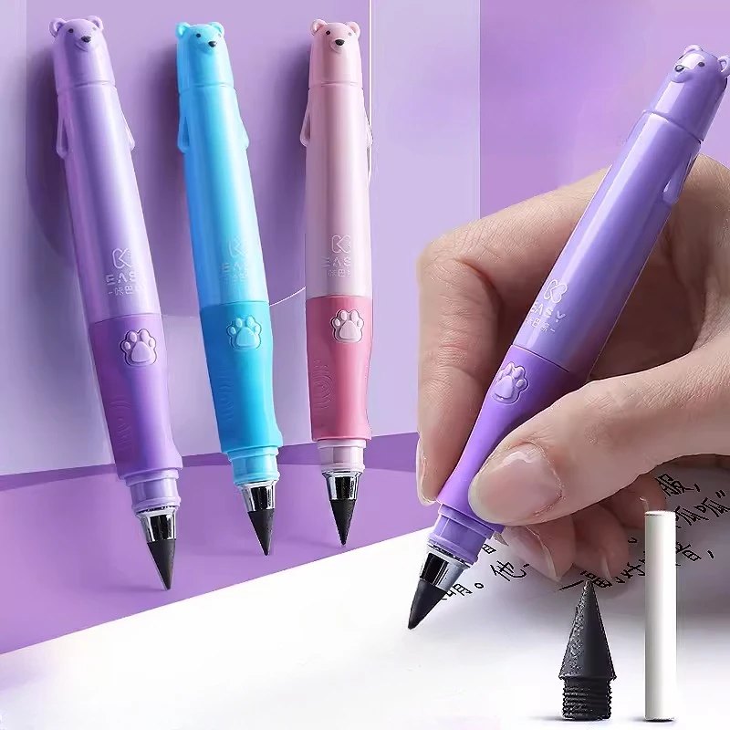 

Kids Unlimited Writing Eternal Pencil No Ink Children Cute Stationery Cartoon Bear Painting Drawing Tool School Supplies