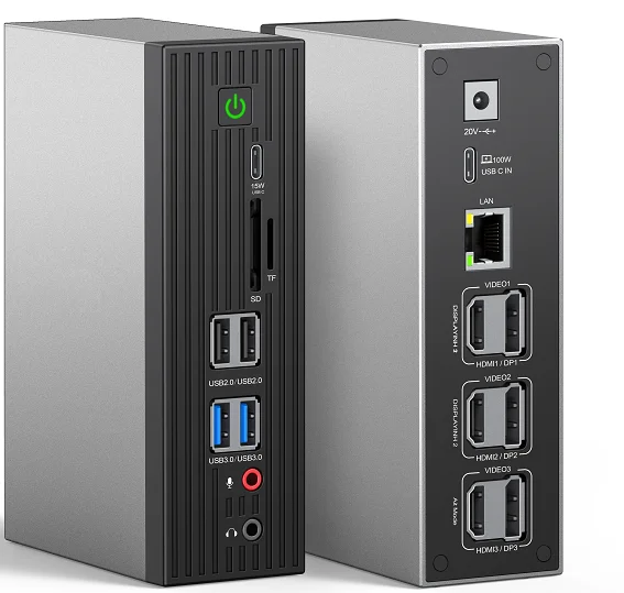 

Док-станция USB C с тройным монитором и зарядкой 100 Вт, док-станция USB C для Thunderbolt 3 / 4, Android и Mac