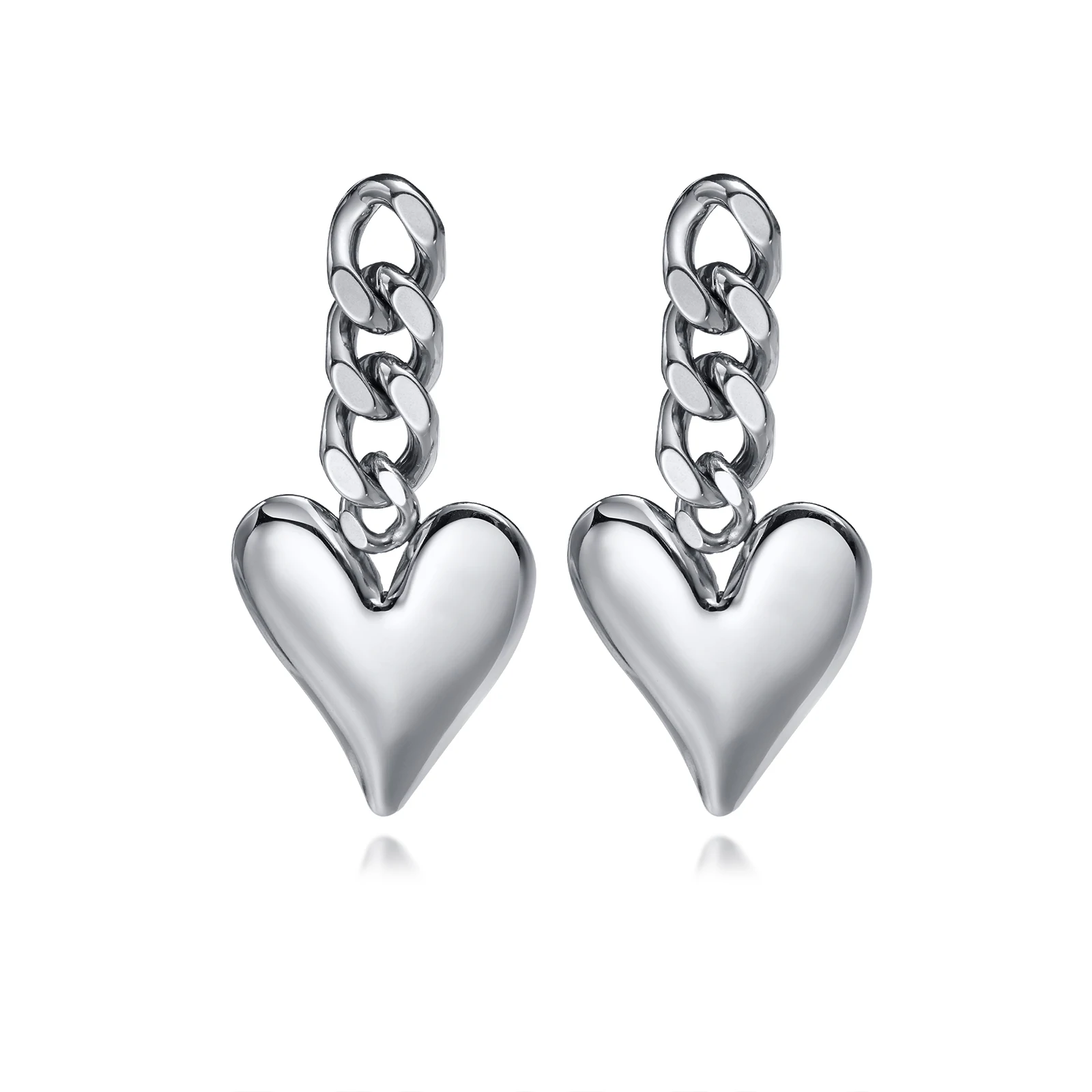 

New Trendy Heart Charm Dangle Earrings for Women Girls,Never Fade Silver Color Stainless Steel Love Gifts Jewelry