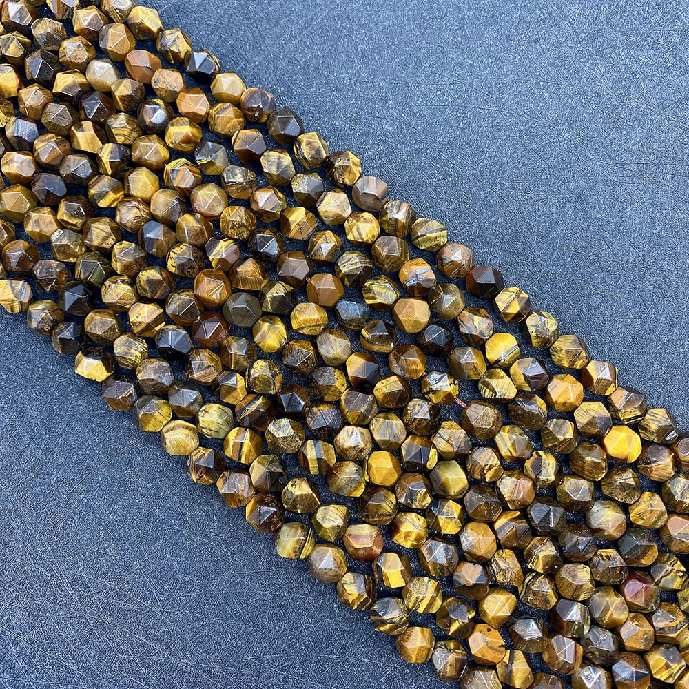 Натуральные желтые камни тигровый глаз граненые бусины россыпью 6/8/10 мм