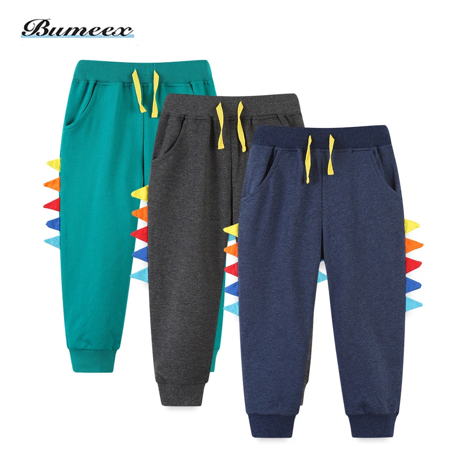 

Bumeex Boys Pants Spring Autumn Children Boys Pure Cotton Solid Color Casual Jogging Sweatpants 2 3 4 5 6 7 Years Old Childrens