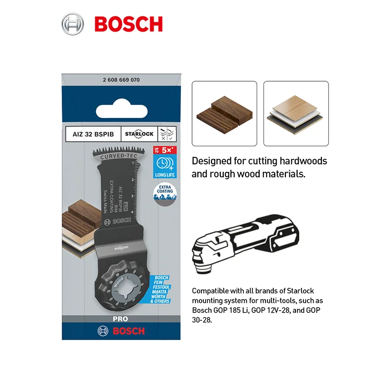 Фото Аксессуары Bosch Starlock Professional Aiz 32 Bspib Пильное полотно для вставки твердой древесины 32X50 мм №4