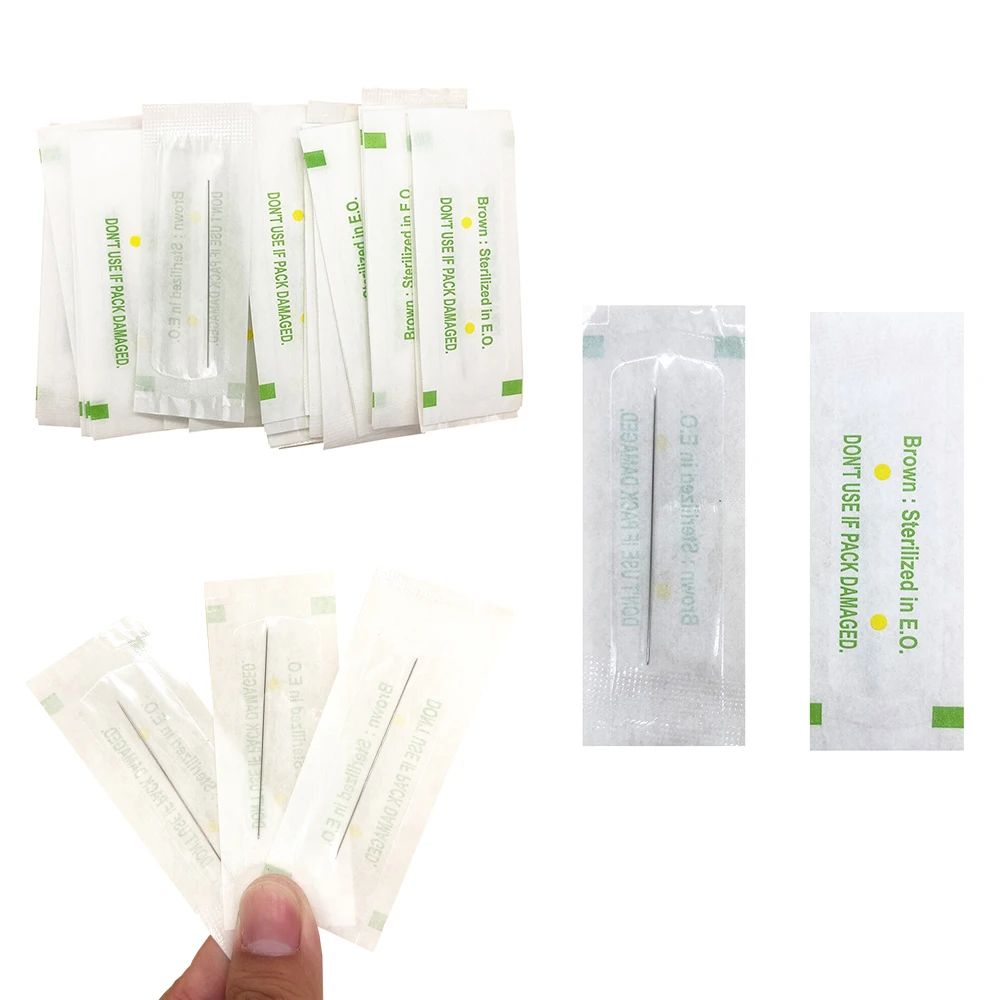

100Pcs Single Tattoo Needles For Cosmetic Tattoo Makeup 0.4*50mm1RL Eyebrow Tattoo Needles For Permanent Makeup