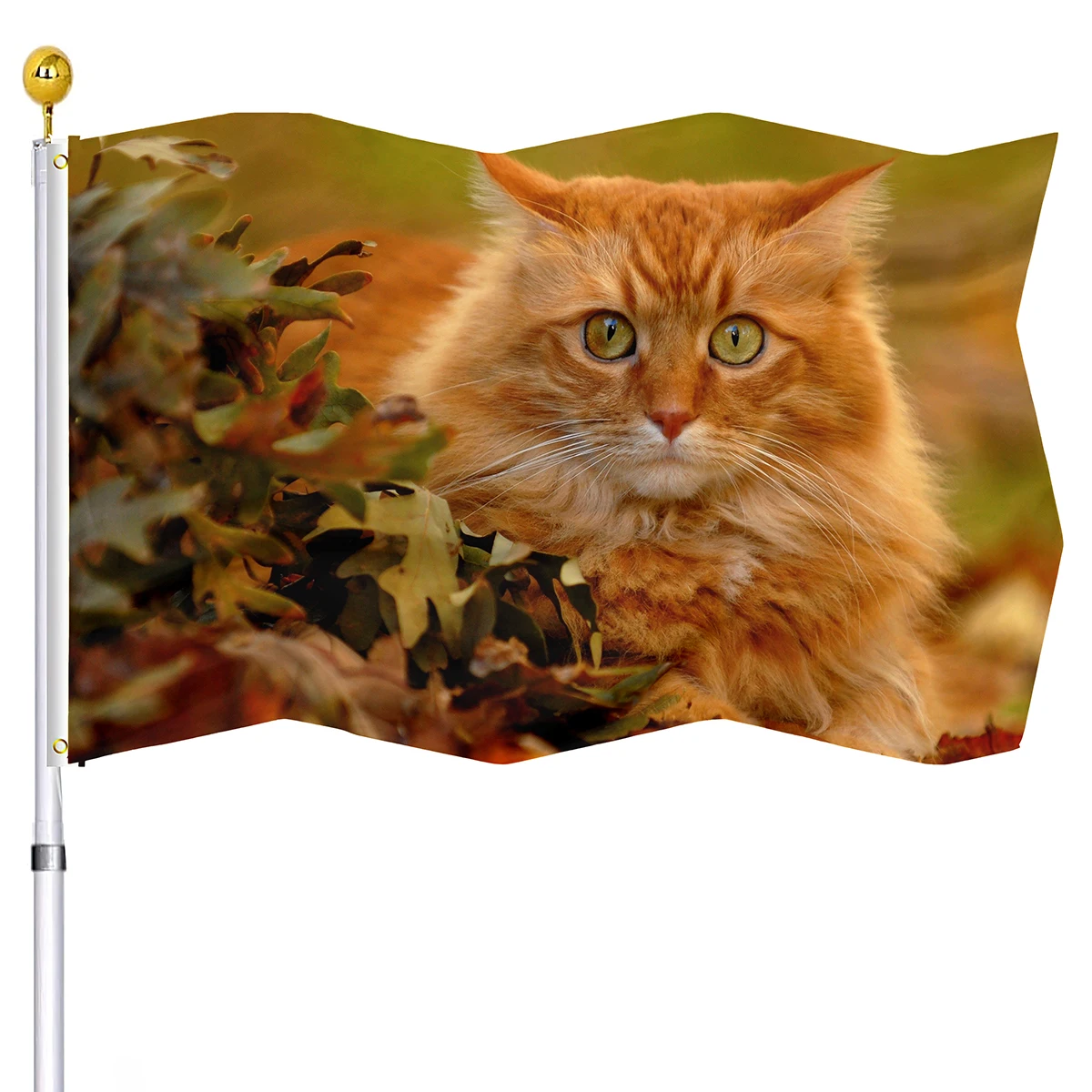

Tangerine Cat Flag Vivid Color Cute Animal Double Stitched Flags Banners with Brass Grommets Outside Home Outdoor Decorations