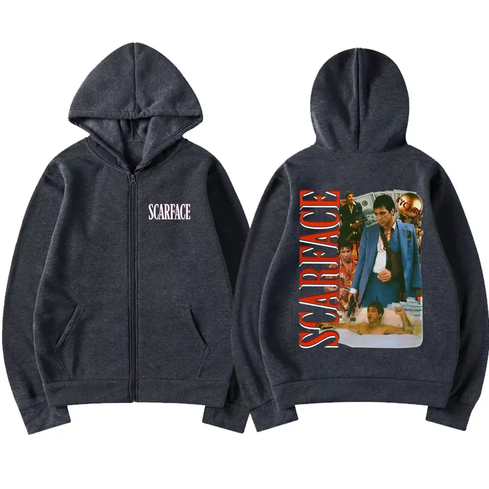 Мужская винтажная толстовка на молнии в стиле хип-хоп