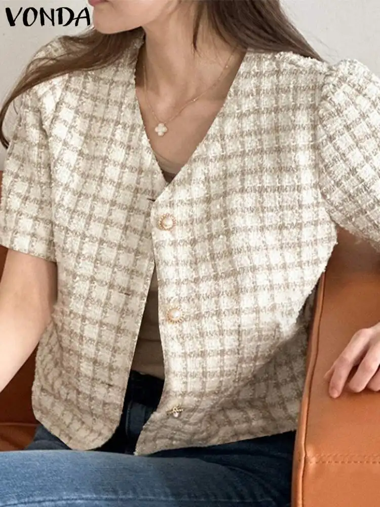 

Women Streetwear Blazer 2023 Sexy Short Sleeve V-Neck Mini Coats Fashion Elegant Short Outwear Casual OL Style Blazer Oversized