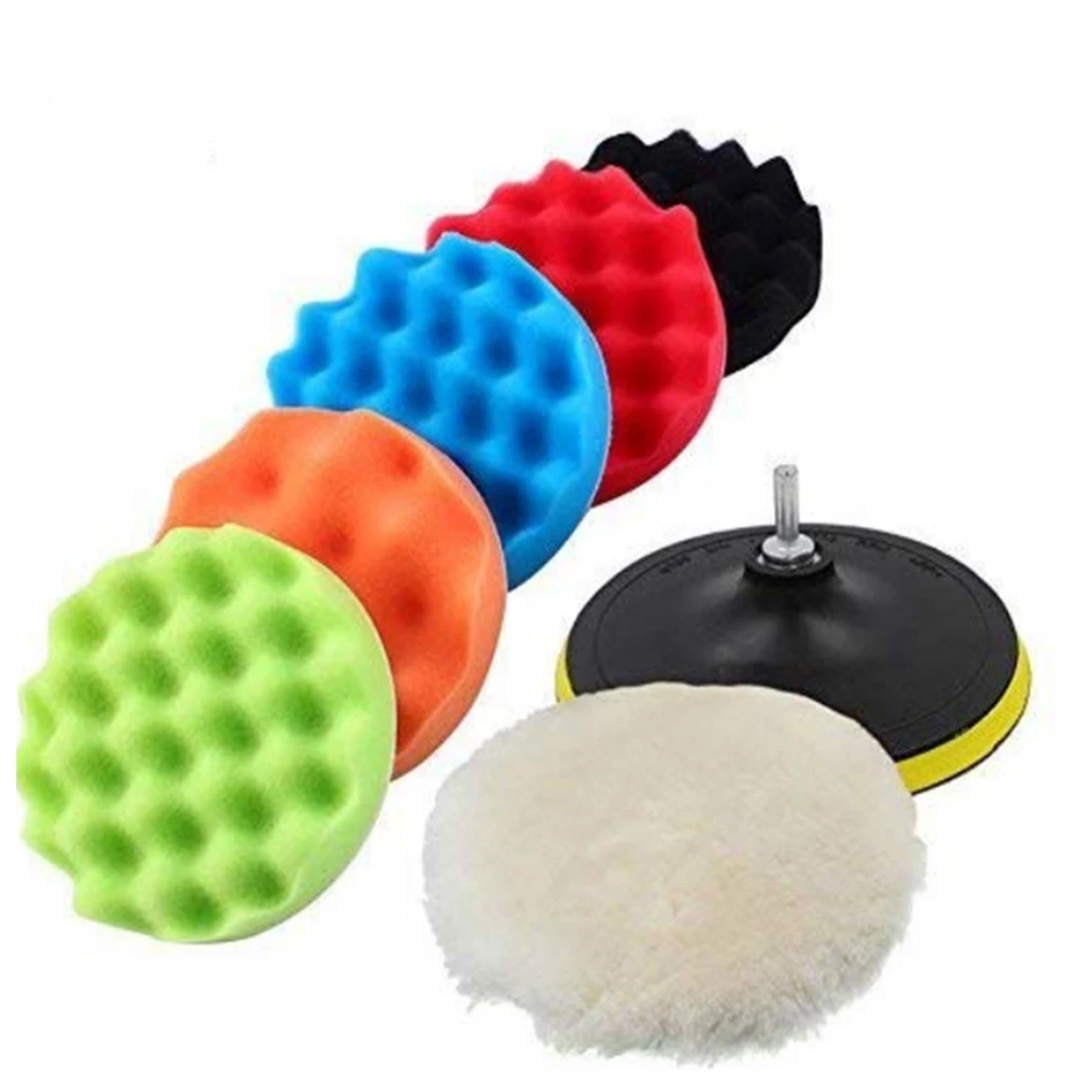 

8PCS Buffing Pad 3''5''inch Car Sponge Polishing Pad Kit Abrasive Polisher Drill Adapter Waxing Compound Tools Accessory