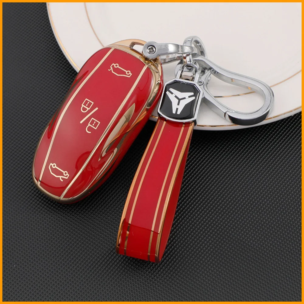 Car Key Case Cover For Tesla Model 3 Y Soft TPU Full Protection Key Bag Shell Holder Fob Keychain Accessories