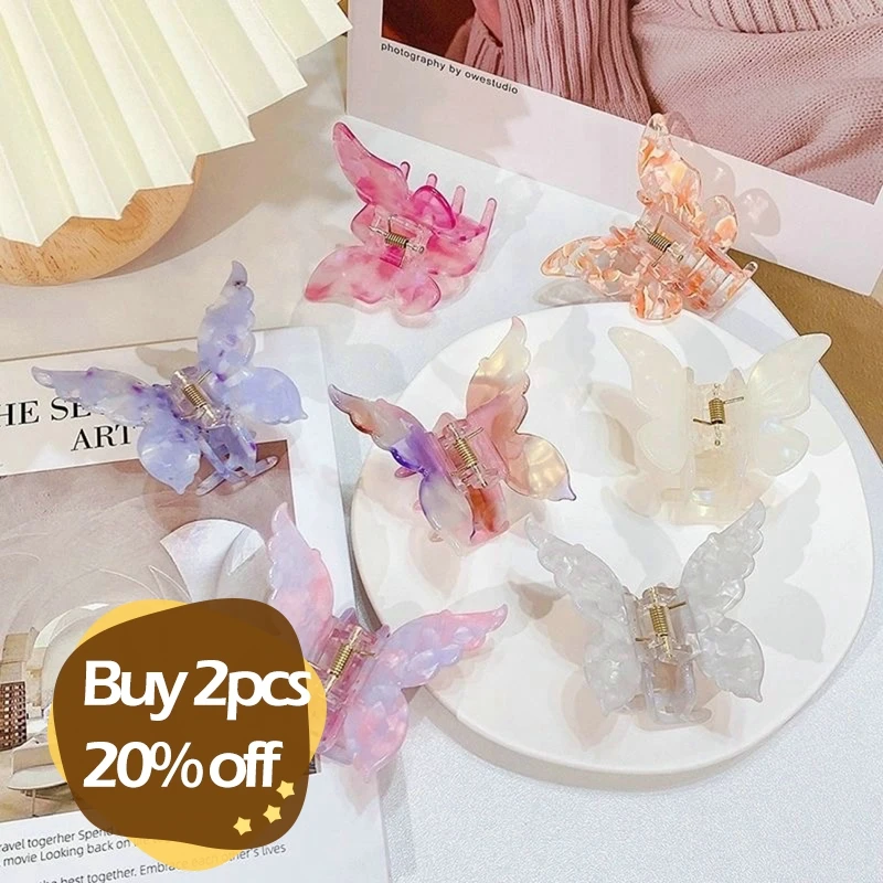 

Acetate Resin Hair Claw Sweet Fairy Butterfly Hairpin Clip Gradient Tie-Dye Colored Hair Accessories Barrettes for Women Girls