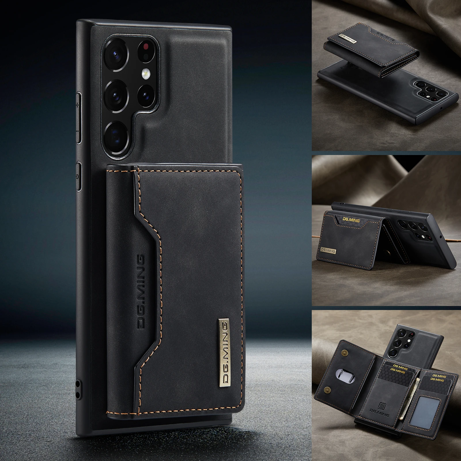 

Чехол 2 в 1 для Galaxy S22 Ultra S21 S20 FE, винтажный съемный тройной чехол из искусственной кожи с держателем для карт для Samsung A52 A32 A22