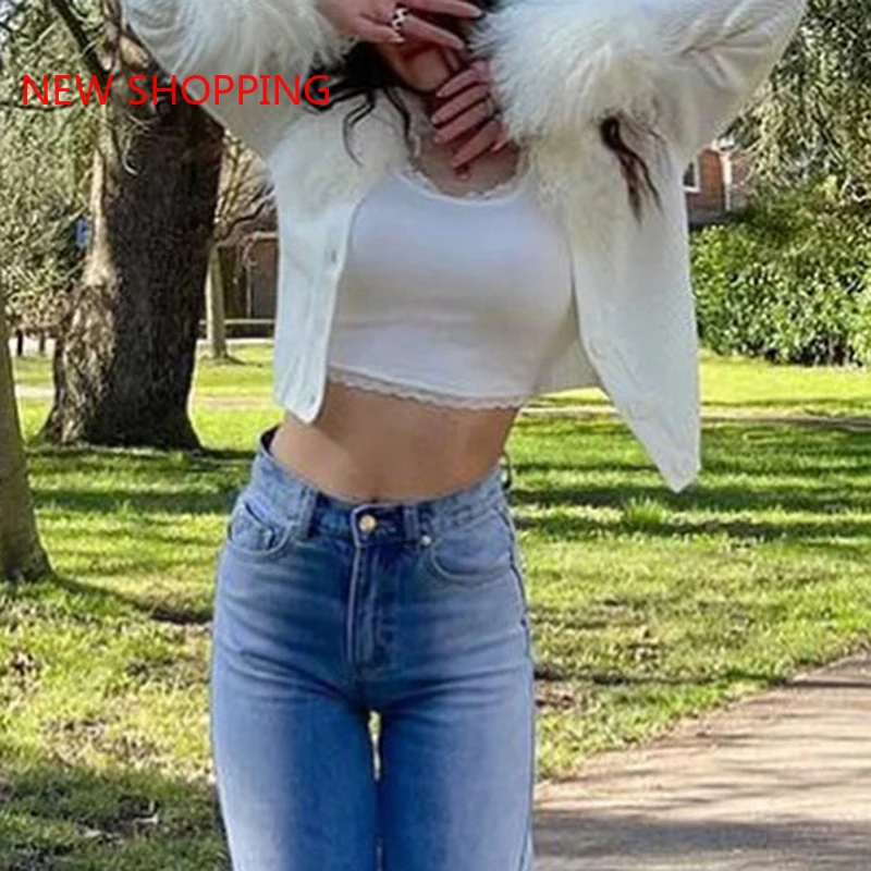 Winter Fall 2021 Fur Collar and Cuffs Cropped Cardigan Sweaters Women Fairy Elegant Fashion Single Breasted Y2K Fairycore Jacket