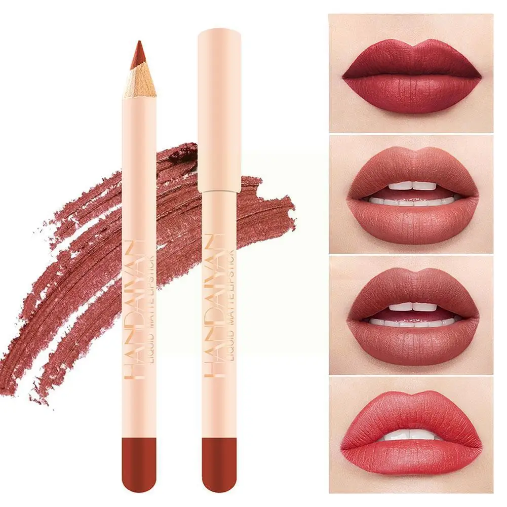 

Matte Nude Lipstick Lip Liner 2 in 1 Long Wearing Waterproof Lip Ink Crayon Built-in Sharpener Professional Makeup for Wome K6A0