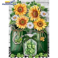 photocustom oil painting sunflower kits for adults handpainted diy gift picture by number flowers on canvas home decoration