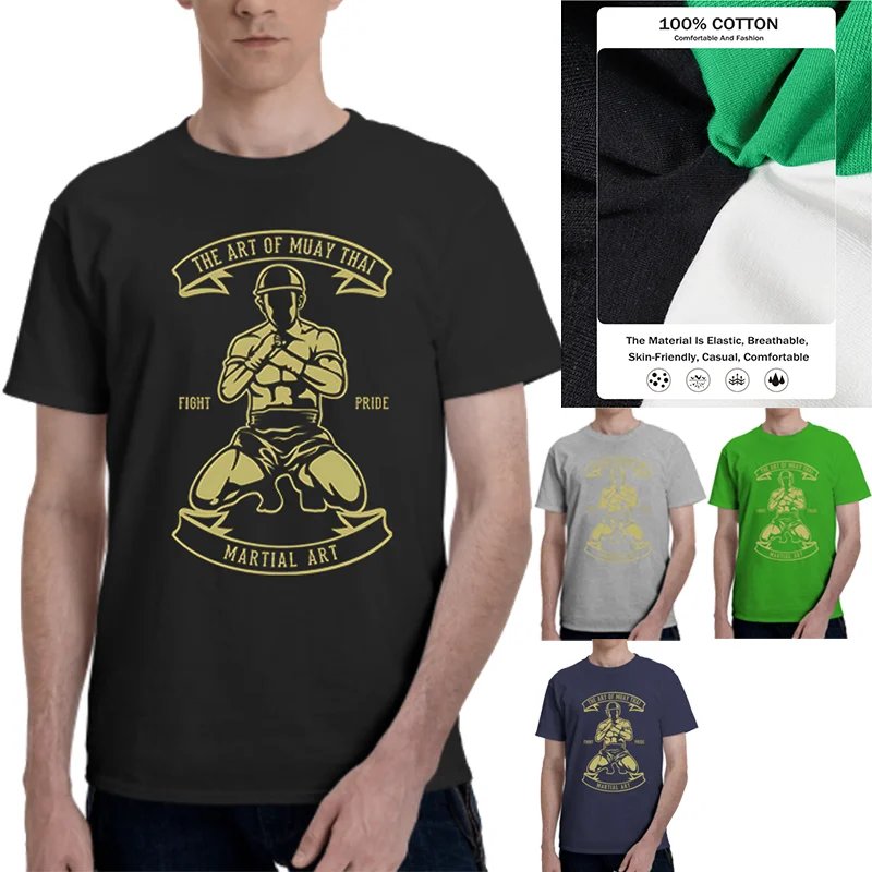 

Muay Boxing Training Top Cotton Funny Fashion Men Summer Black Print T Shirt Casual Design Streetwear Short Sleev Tee Shirt