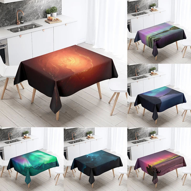 

Aurora Tablecloth Fantasy Starry Sky Tablecloth Party Restaurant Decoration Antifouling Waterproof Home Table Decoration