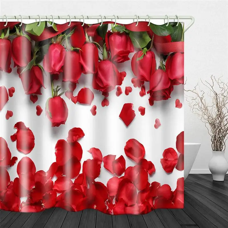 

180x180cm Chic Rose Printing Bathing Curtain Charming Shower Curtain Fashion Home Bath Decor Curtain for Bathroom Hotel
