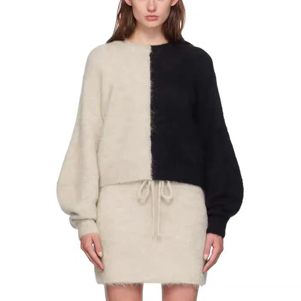 Женский пуловер из смесовой шерсти Y2k винтажный вязаный топ мохера с