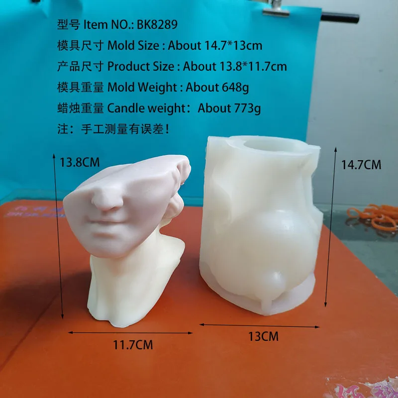 

Defective Head Silicone Candle Mold for DIY Aromatherapy Candle Plaster Ornaments Soap Epoxy Resin Mould Handicrafts Making Tool