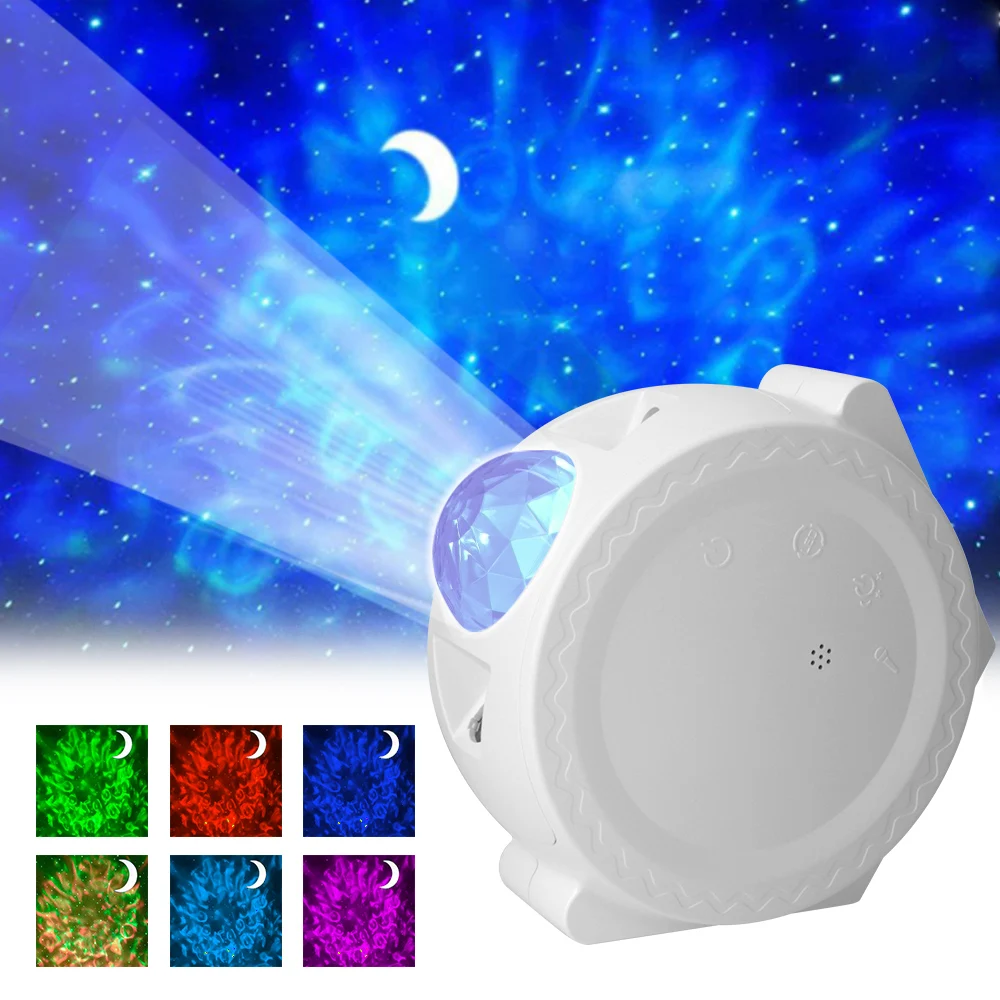 

Colorful Star Projector Lamp Luminaires Gift Voice Music Control USB LED Night Light Moon Galaxy Projector Ocean Wave