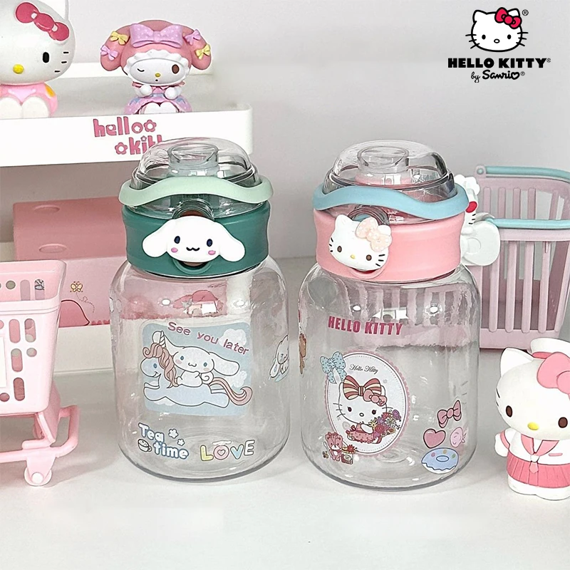

Sanrio Cinnamoroll Hello Kitty Water Bottle Coffee Drink Cup Summer Cute INS Simple 450ml Large Capacity Anti-fall for Students
