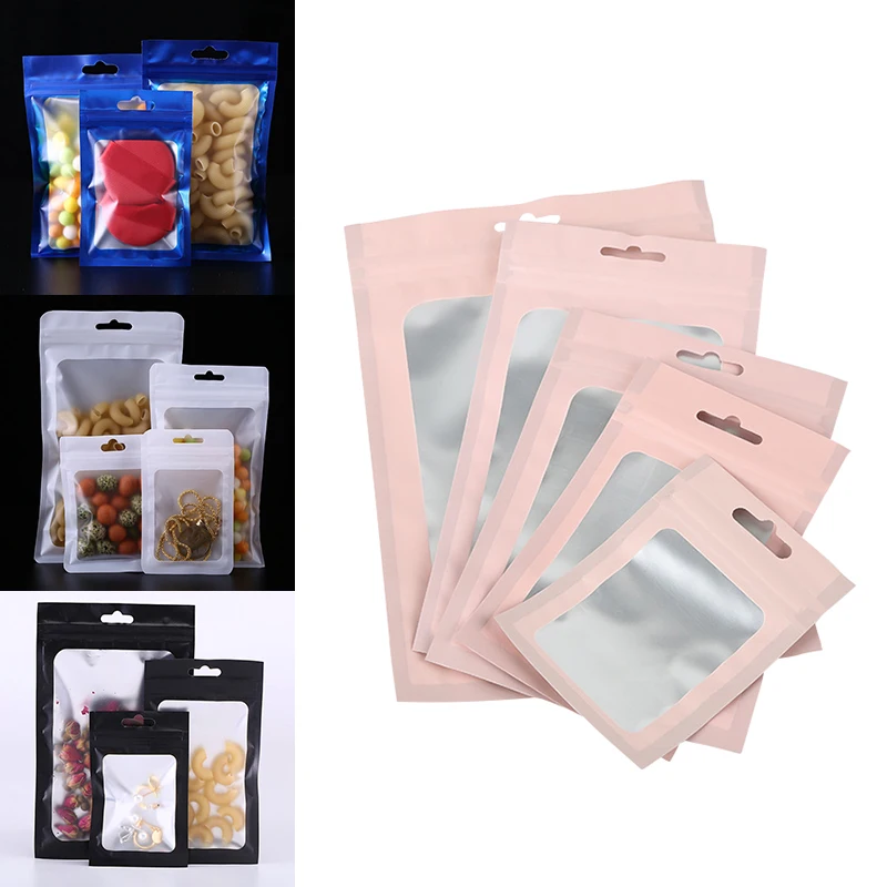 

20Pcs Matte Ziplock Bags Aluminum Foil Hologram Waterproof Zipper Reclose Storage Bag Jewelry Nail Beauty Bracelets Package Bags