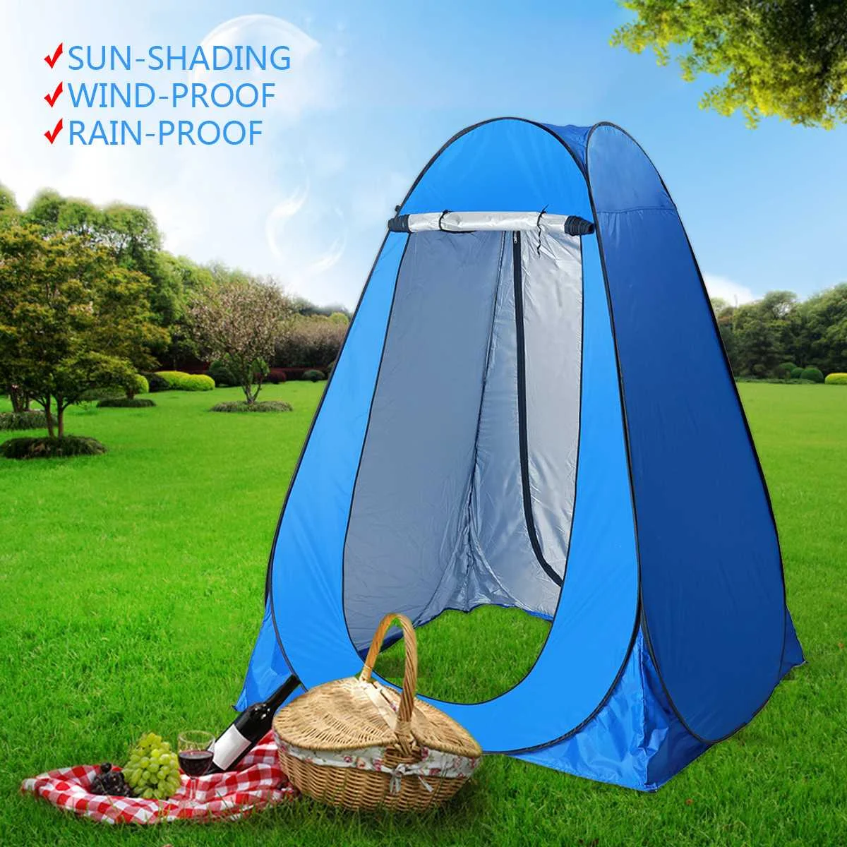 

Double Door Automatic Quick Opening Camping Tent Outdoor Shower Bath Tent Changing Fitting Room Sun Shelter Privacy Toilet Tent