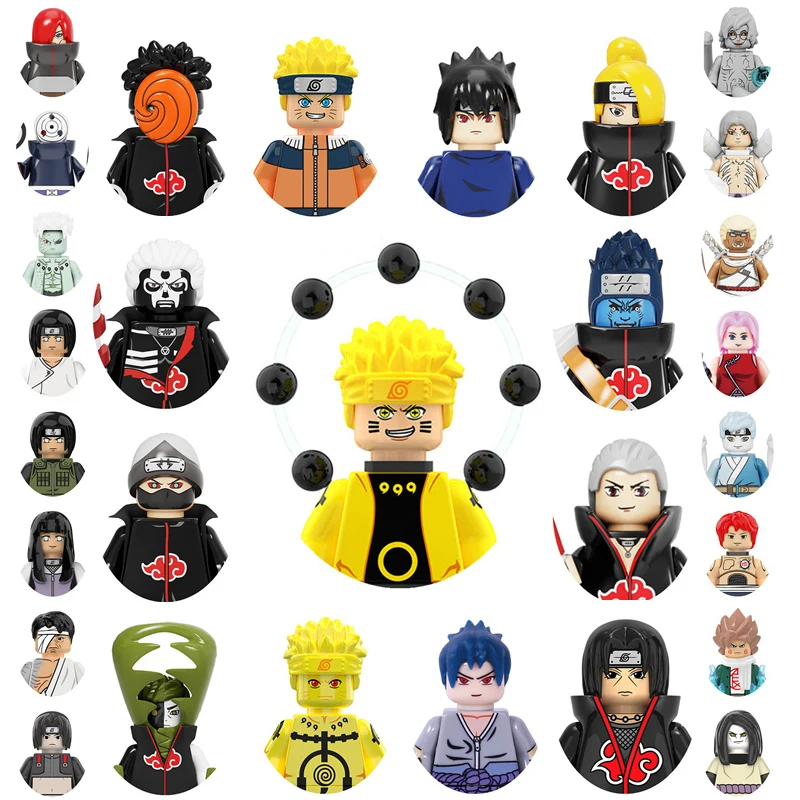 

Naruto Sasuke Kakashi Akatsuki Lee Neji Building Blocks Kit Bricks Set Doll Classic Mini Japanese Anime Figures Model Kid Toys