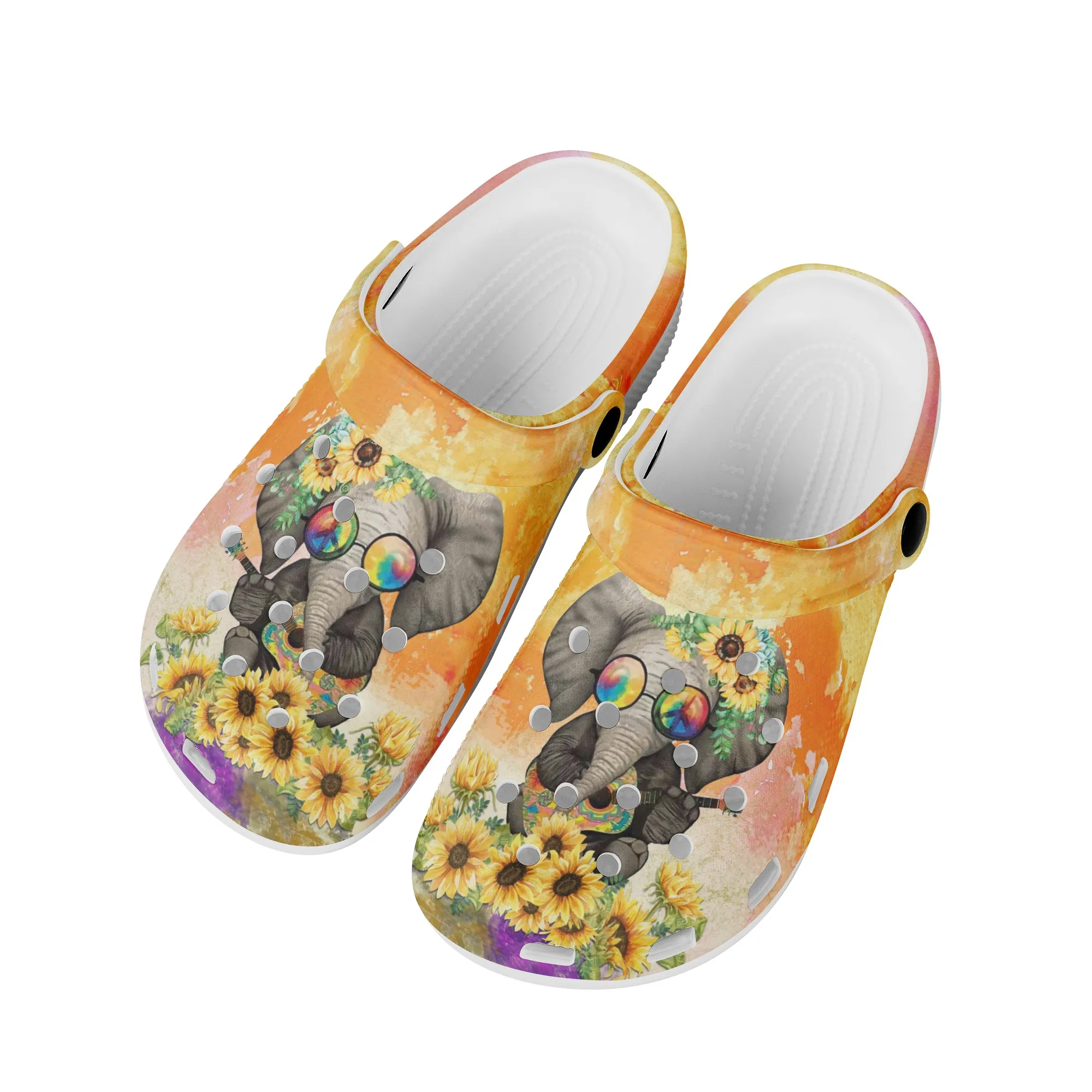 

Peace and Love Elephant Design Luxury Sandals Unisex Hole Slippers Casual Clogs Cozy Home Slippers Thanksgiving Gift Zapatos