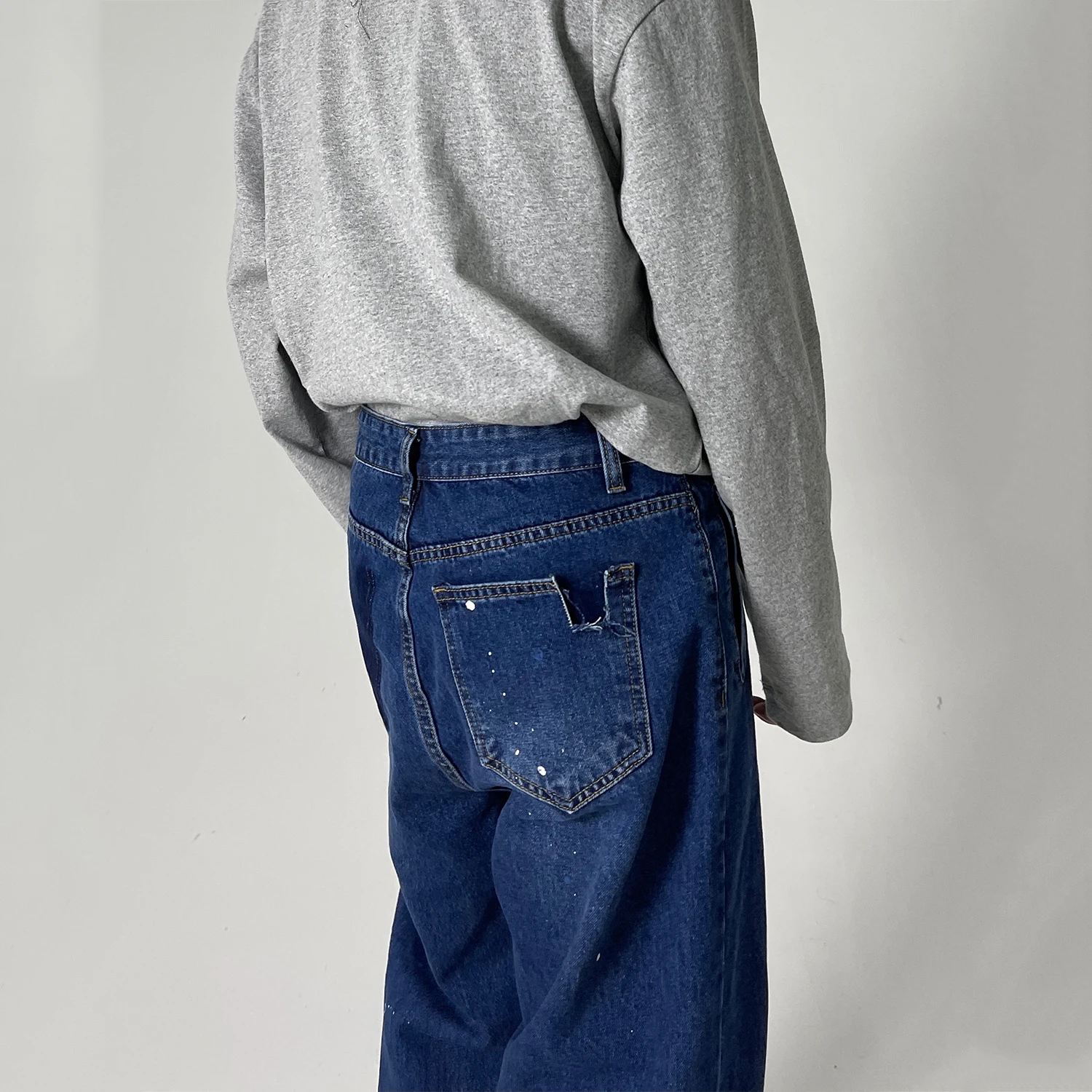 Korean Version of The Trend of Splashing Ink To Make Old Ripped Casual Trousers Men and Women with The Same Style Y2k Pants