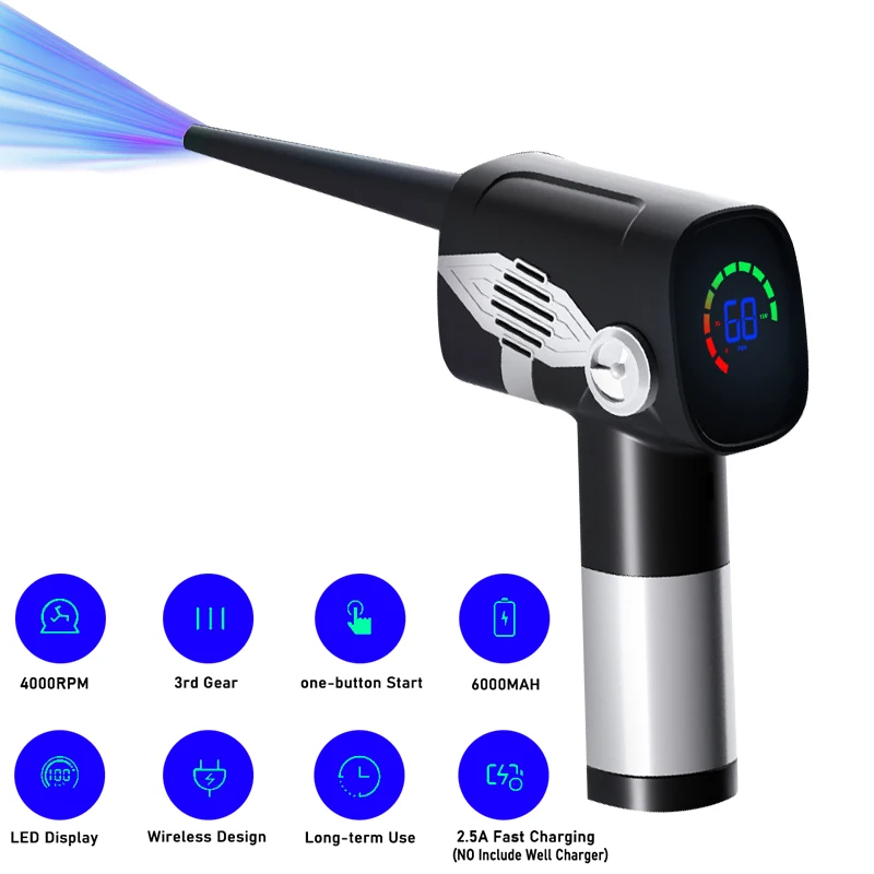 

Air Blower for PC Wireless Strong Air Duster Led Digital Display Computer Laptop Car Keyboard Keycaps Window Dust Cleaner