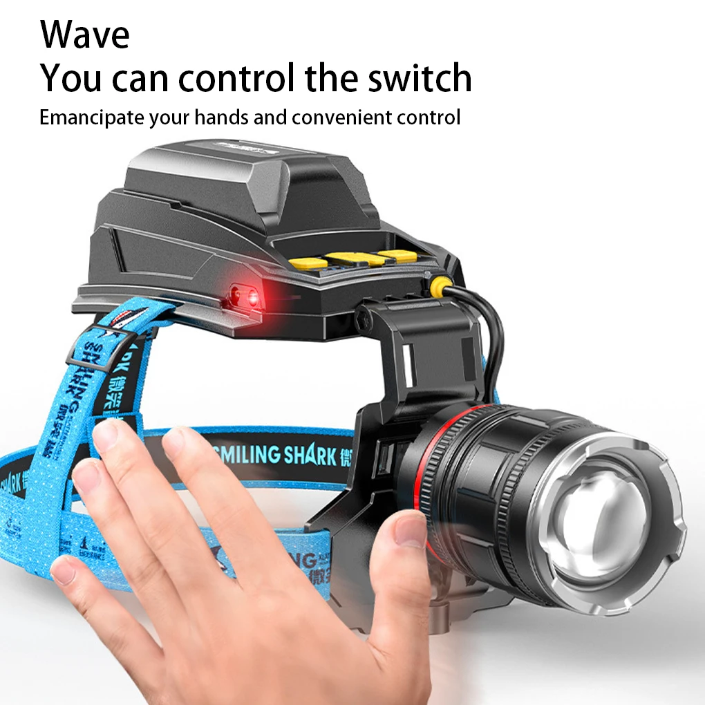 

LED Sensor Headlamp Powerful 3 Modes Rechargeable Headlight Long Lighting Range Multifunction Power Bank Head Lamp Torch