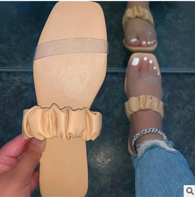 

New 2022 Summer New Women's Open Toe Flat Slippers Fashion Outdoor Transparent Sandals for Girls Beach Casual Shoes Plus Size 43