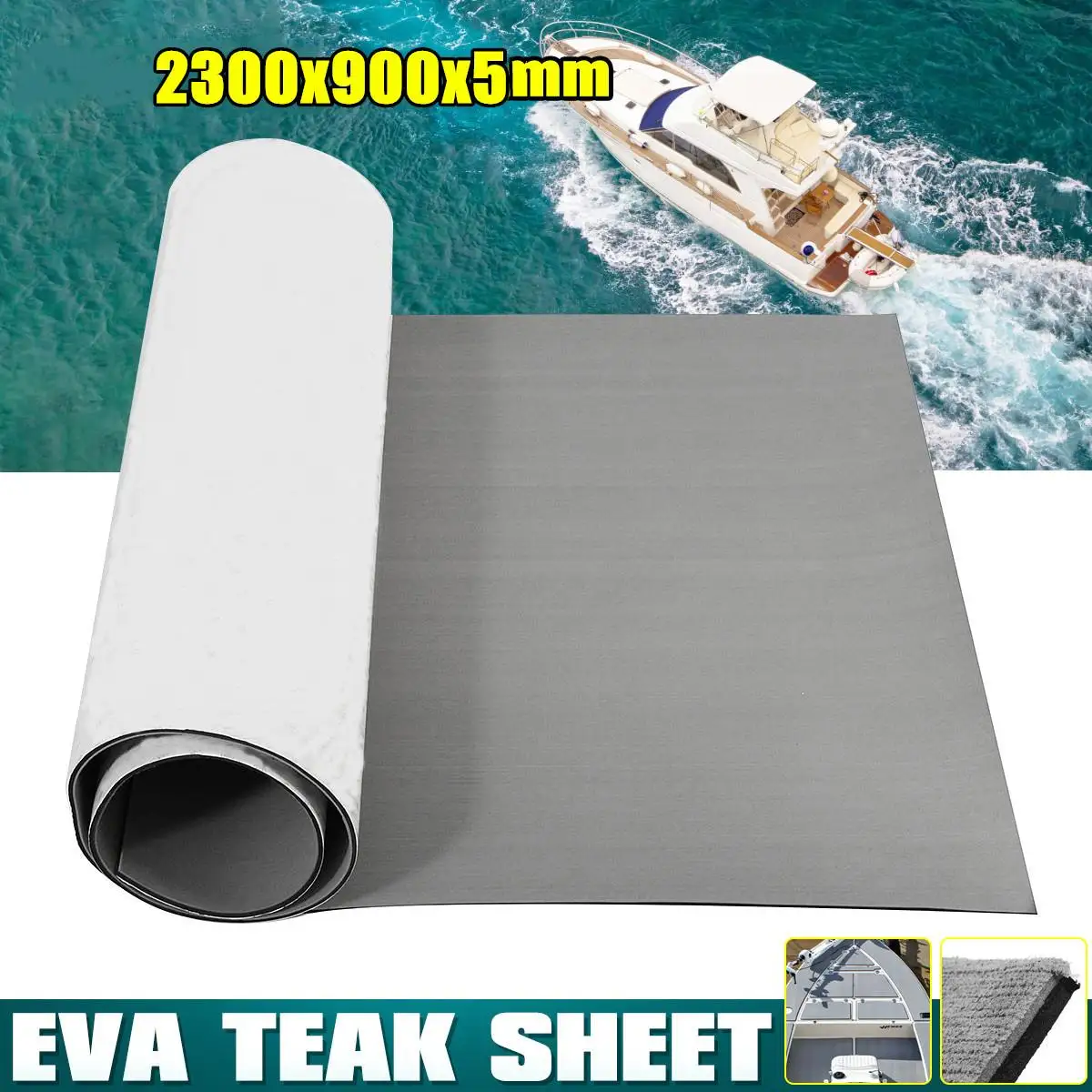 Alfombrilla de espuma EVA de 2300x900x5mm para suelo de barco marino, almohadilla de hoja de imitación de teca para yate, autoadhesiva