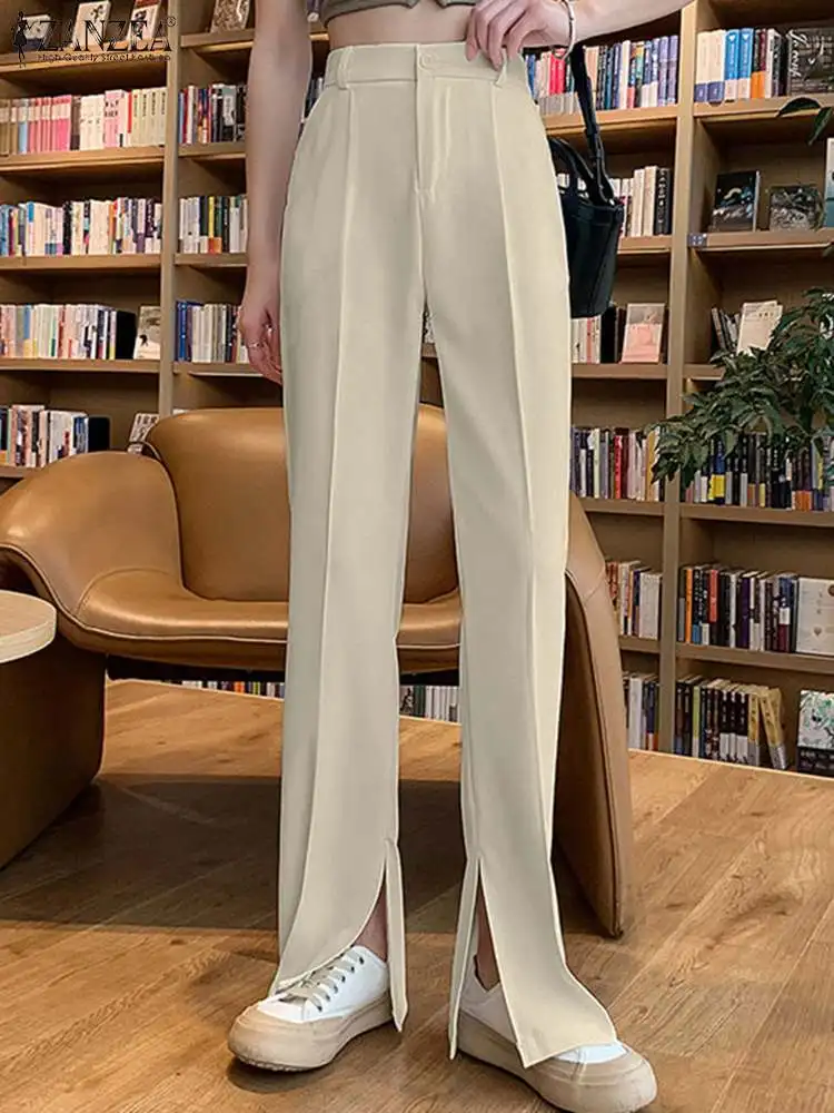 

Fashion Solid Trousers Women Pencil Pants ZANZEA 2022 High Waist Long Pantalon Palazzo Female OL Style Casual Turnip Oversized