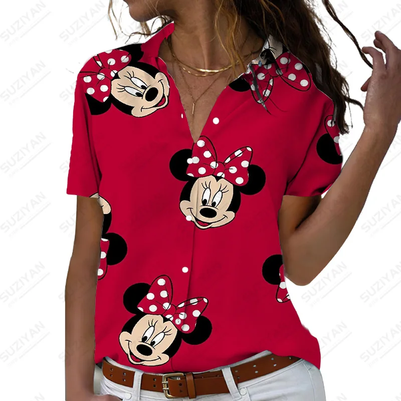 

Новинка 2022, дизайнерская повседневная женская рубашка Diseny, свободная рубашка на весну и осень, модная Новая повседневная рубашка с коротким...