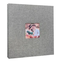 Self-Stick Photo Album 27X29cm, Vintage Linen Magnetic Scrapbook with Window, White Pages Memory Book, Christmas Gifts for Mum