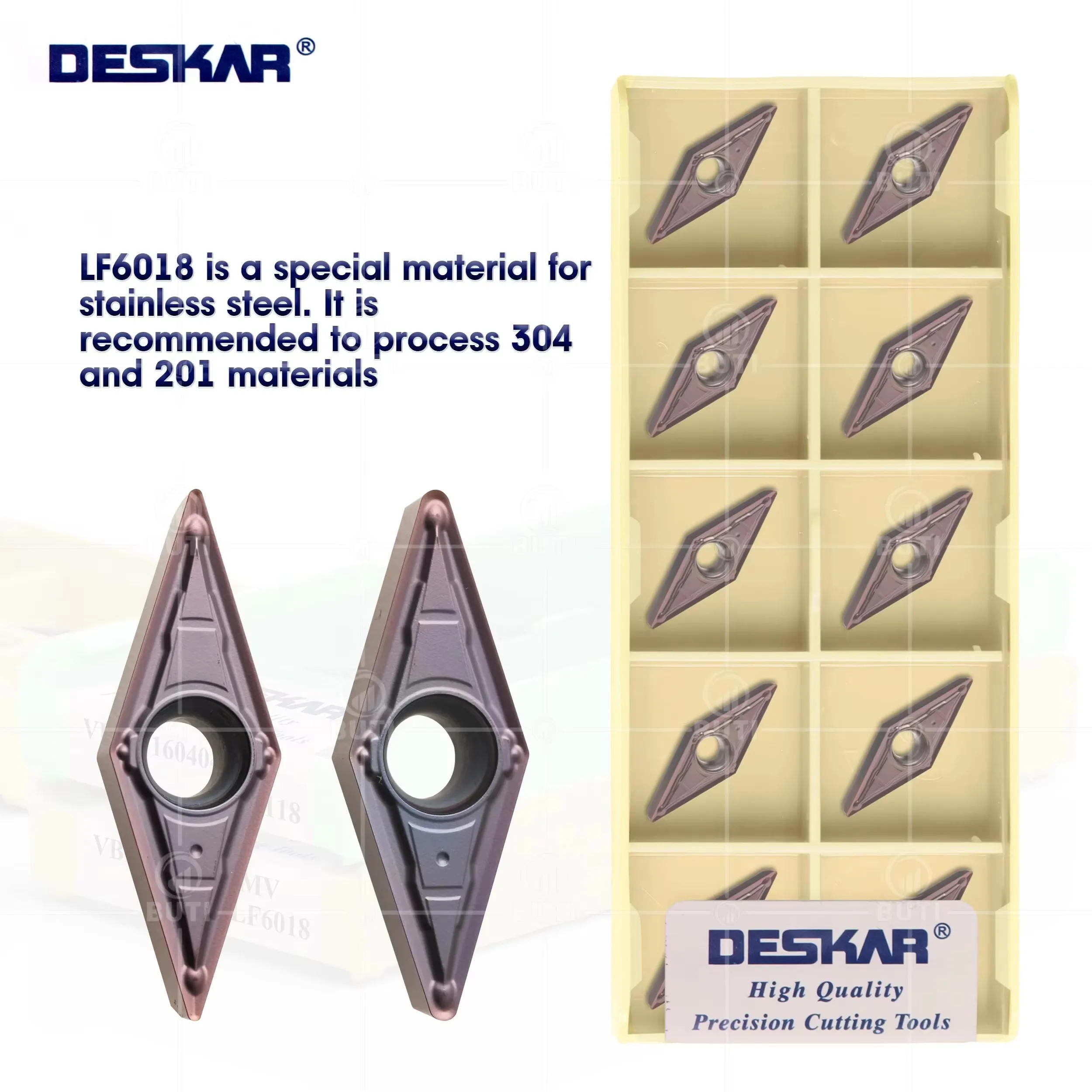 

DESKAR 100% оригинальное токарное лезвие VBMT 160404 VBMT 160408 MV LF6018 LF6118 Токарный станок с числовым программным управлением Твердосплавные вставки Режущие инструменты