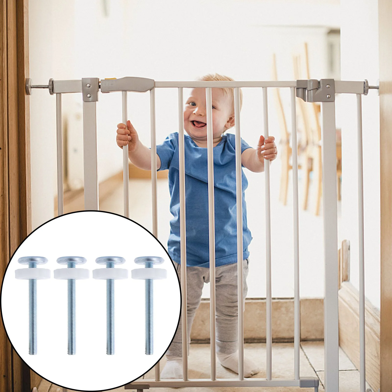 

4 Pcs Child Playpen Screws Baby Gate Threaded Spindle Rods Bolt Bolts Pressure Mounted (iron) Hardwares