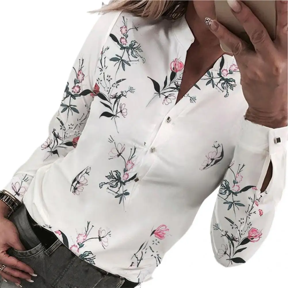 

Spring Shirt Long Sleeve Ladies Shirt Square Printing Ladies Blouse
