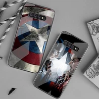marvel avengers hero captain america phone case tempered glass for samsung s20 ultra s7 s8 s9 s10 note 8 9 10 pro plus cover